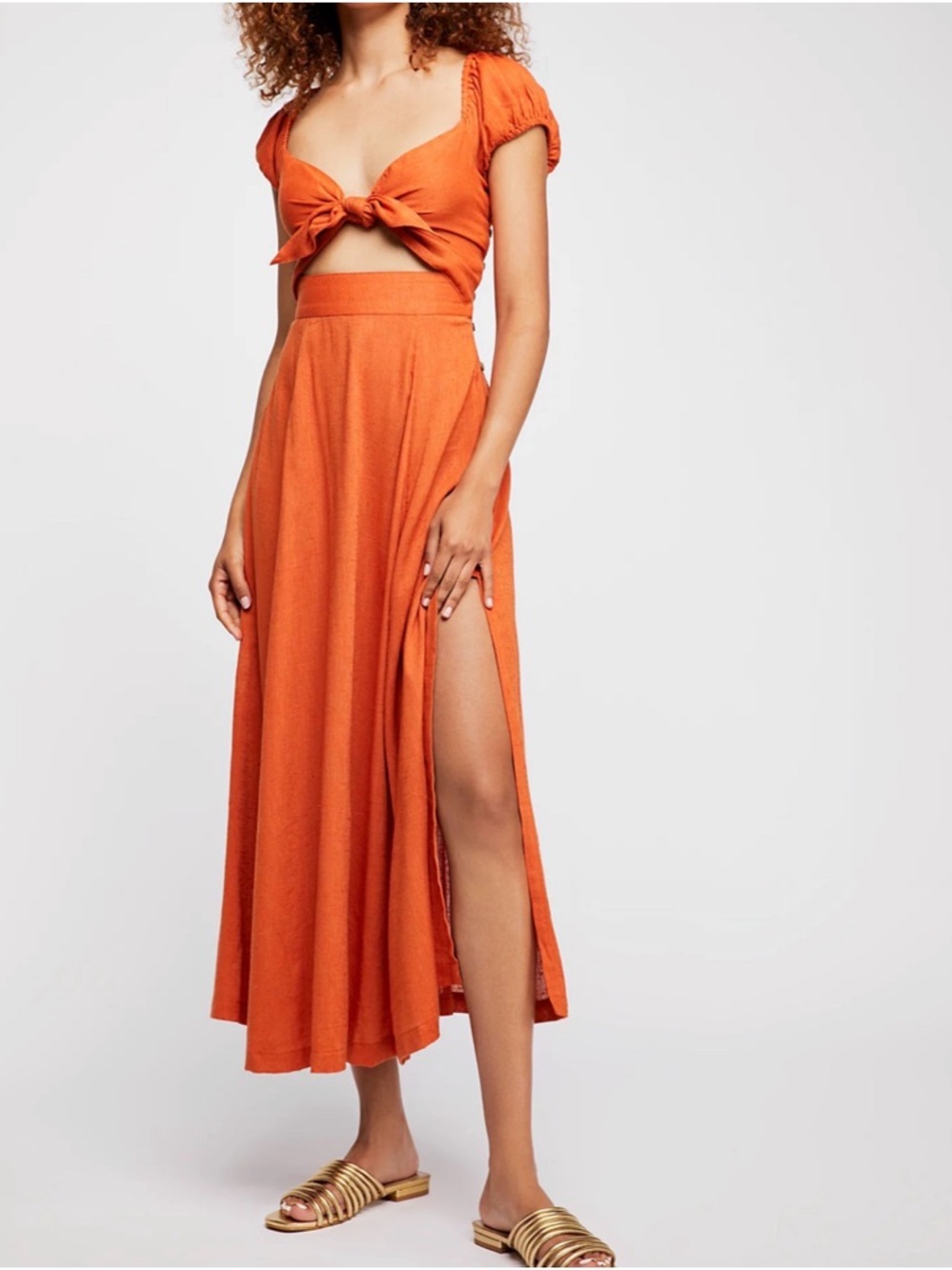 Free People Tie Front Maxi Dress